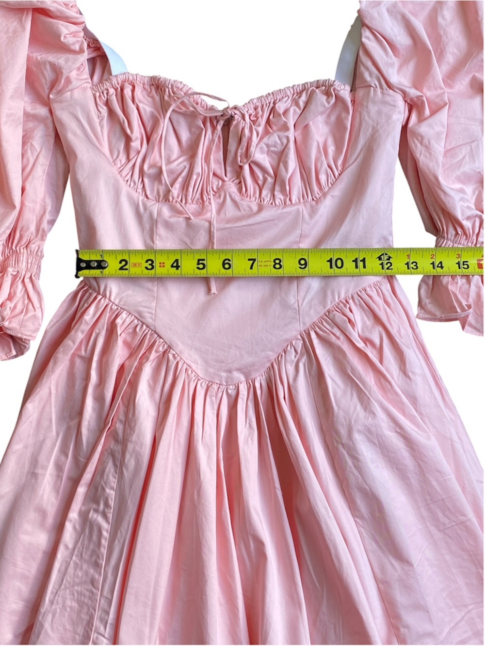 NWT Alieva Aliava Marcia Vintage Pleated Cotton Mini Dress Size XS Puff Sleeve - Picture 8 of 16